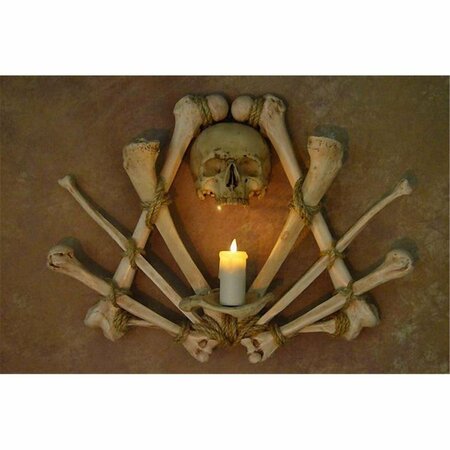 SKELETONS & MORE Skull & Bone Sconce with Votive Flameless Candle SCON-1000M